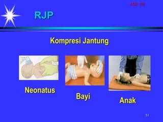 AGD 118
51
Kompresi Jantung
Neonatus
Bayi Anak
RJP
 