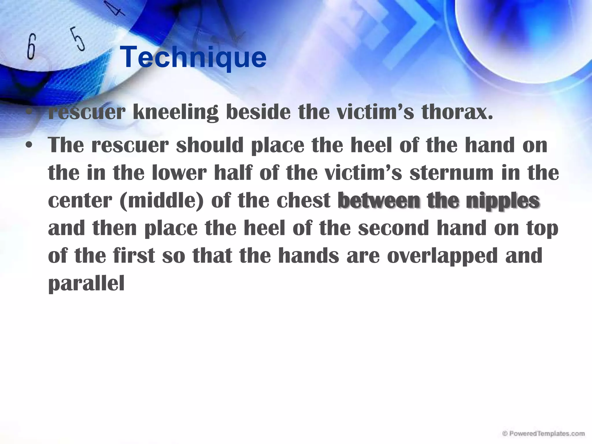 Breath Vs CompressionDuring the first minutes of VF SCA  diminished cardiac output more significant than a lack of oxygen in the blood.Both ventilations and compressions are important for victims of prolonged VF SCADuring CPR blood flow to the lungs is substantially reduced low Tv & RR will suffice (6-7ml/kg or 500 to 600 mL)Avoid delivering breaths that are too large or too forceful (gastric distension)