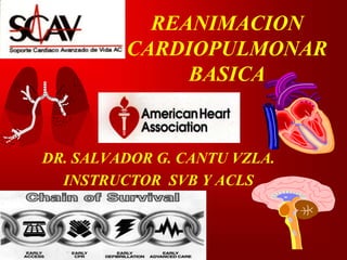 REANIMACION
CARDIOPULMONAR
BASICA
DR. SALVADOR G. CANTU VZLA.
INSTRUCTOR SVB Y ACLS
 