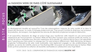 LA FASHION WEEK DE PARIS CÔTÉ SUSTAINABLE
Le développement durable est aujourd’hui l’une des préoccupations majeures de no...