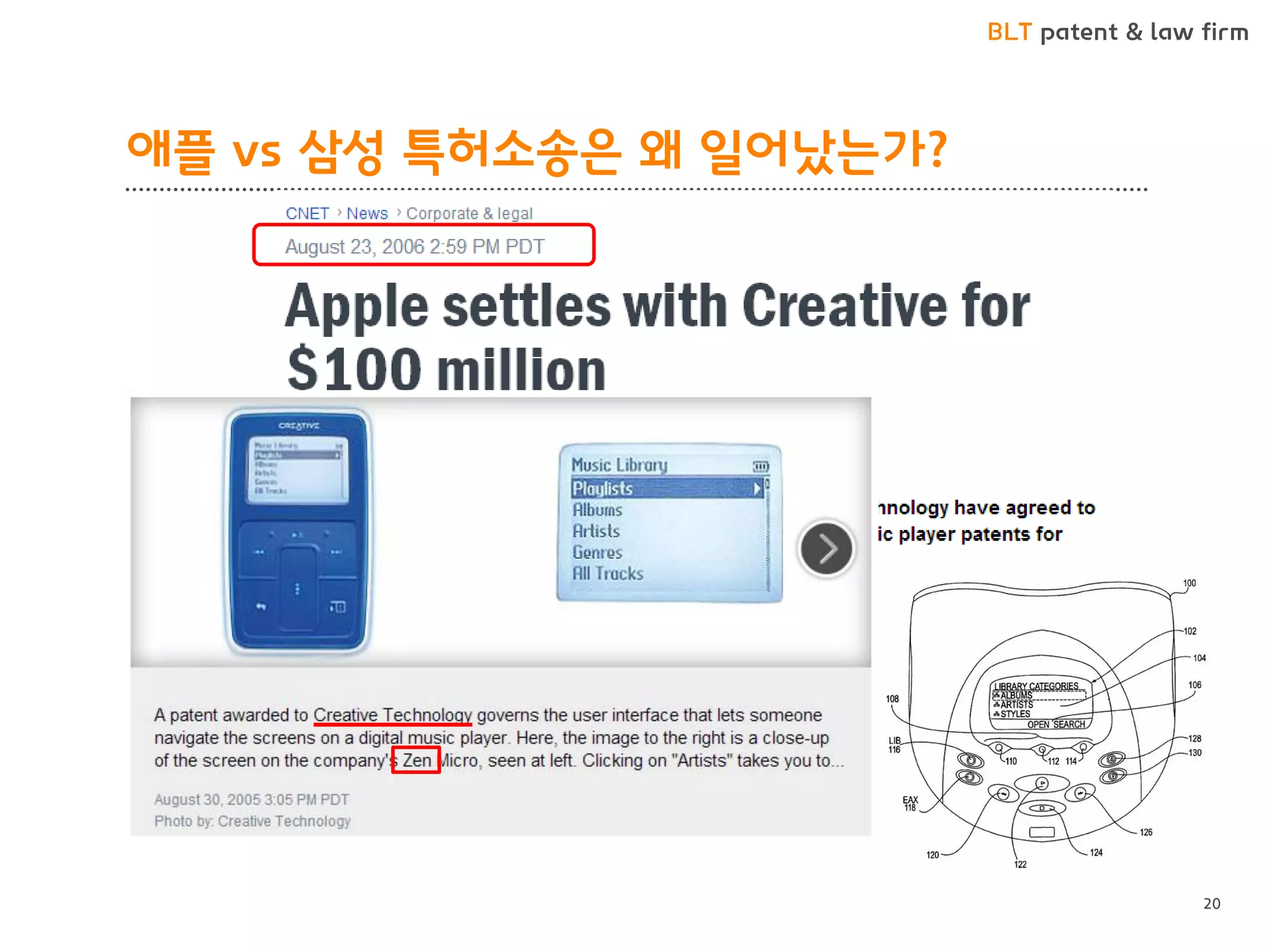 BLT patent & law firm 
애플 vs 삼성 특허소송은 왜 일어났는가? 
20  