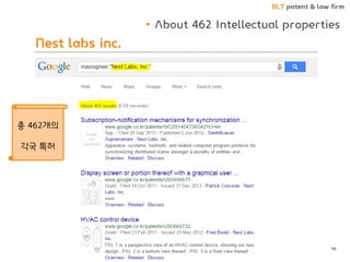 BLT patent & law firm
Nest labs inc.
• About 462 Intellectual properties
96
총 462개의
각국 특허
 