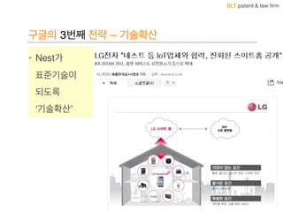 BLT patent & law firm
구글의 3번째 전략 – 기술확산
• Nest가
표준기술이
되도록
‘기술확산’
65
 