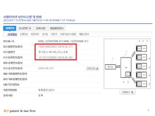 BLT patent & law firm
사물인터넷 보안• 뭐야이번호 : 다운로드 수 700만! (최고의 스팸차단
앱)
8
 