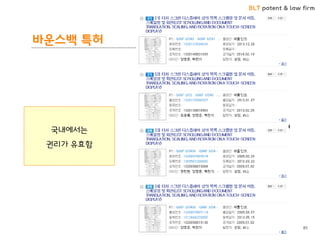 BLT patent & law firm
바운스백 특허
85
국내에서는
권리가 유효함
 