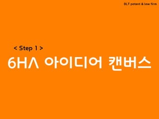 BLT patent & law firm
6HA 아이디어 캔버스
< Step 1 >
 