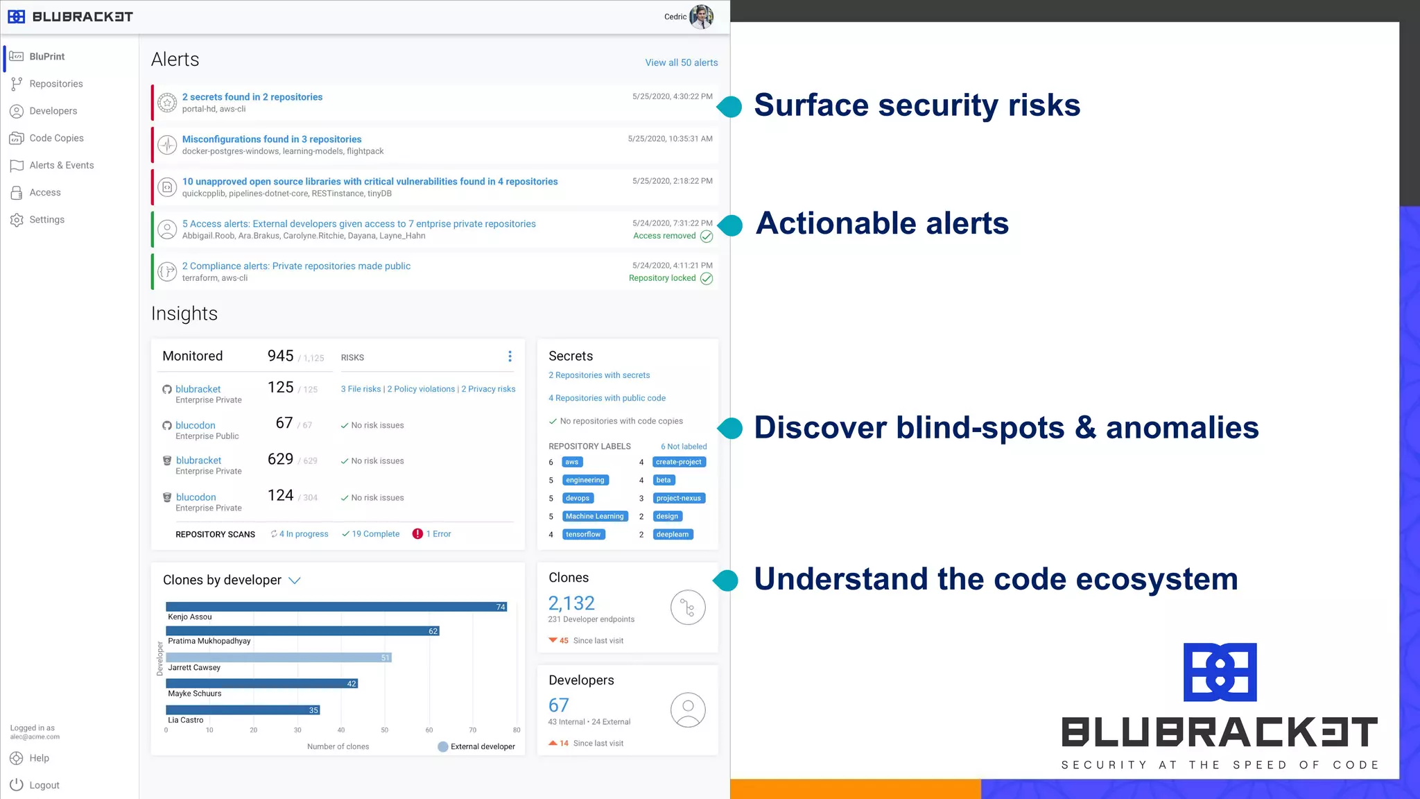 24 | © 2020
Surface security risks
Actionable alerts
Understand the code ecosystem
Discover blind-spots & anomalies
 