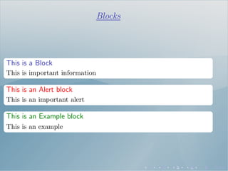 Blocks
This is a Block
This is important information
This is an Alert block
This is an important alert
This is an Example block
This is an example
 