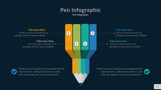 Pen Infographic
Pen Infographic
103
Title Goes Here
There are many variations of
passages of lorem ipsum available
Title Goes Here
There are many variations of
passages of lorem ipsum available
Title Goes Here
There are many variations of
passages of lorem ipsum available
Title Goes Here
There are many variations of
passages of lorem ipsum available
There are many variations of passages but the
majority have suffered alteration in some
form by injected are many variations of .
There are many variations of passages but the
majority have suffered alteration in some
form by injected are many variations of .
 