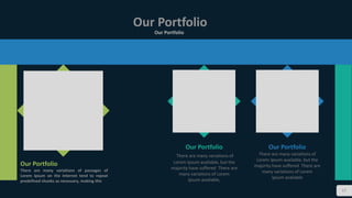 17
Our Portfolio
Our Portfolio
Our Portfolio
There are many variations of
Lorem Ipsum available, but the
majority have suffered There are
many variations of Lorem
Ipsum available,
Our Portfolio
There are many variations of
Lorem Ipsum available, but the
majority have suffered There are
many variations of Lorem
Ipsum available
Our Portfolio
There are many variations of passages of
Lorem Ipsum on the Internet tend to repeat
predefined chunks as necessary, making this
 