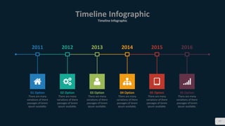 77
Timeline Infographic
Timeline Infographic
2011 2012 2013 2014 2015 2016
01 Option
There are many
variations of there
passages of lorem
ipsum available.
02 Option
There are many
variations of there
passages of lorem
ipsum available.
03 Option
There are many
variations of there
passages of lorem
ipsum available.
04 Option
There are many
variations of there
passages of lorem
ipsum available.
05 Option
There are many
variations of there
passages of lorem
ipsum available.
06 Option
There are many
variations of there
passages of lorem
ipsum available.
 