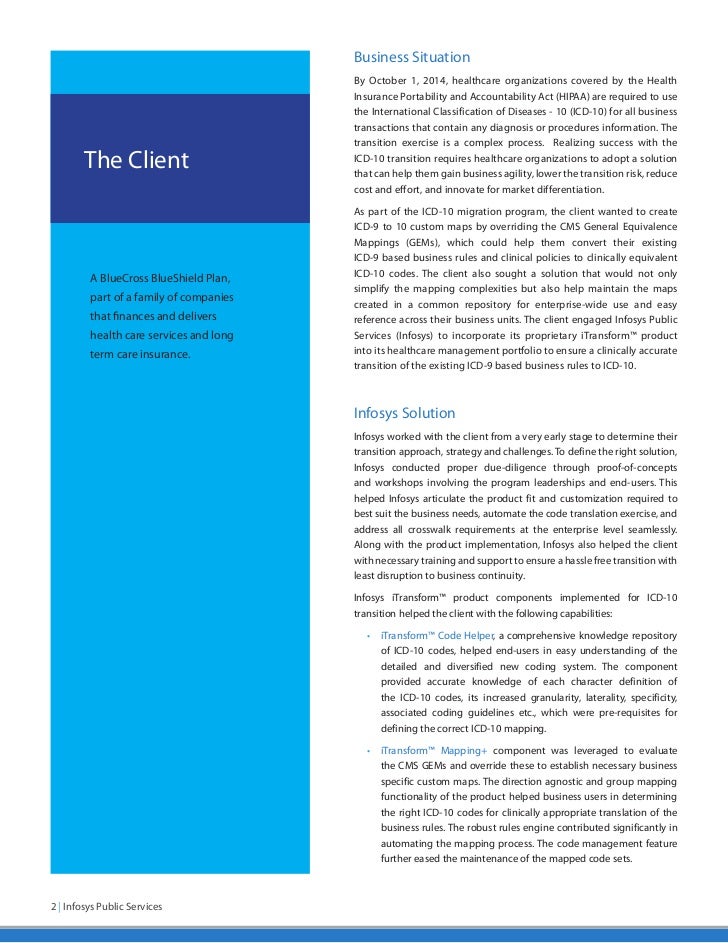 Case Study ICD 10 Compliance Blue Cross Blue Shield Plan