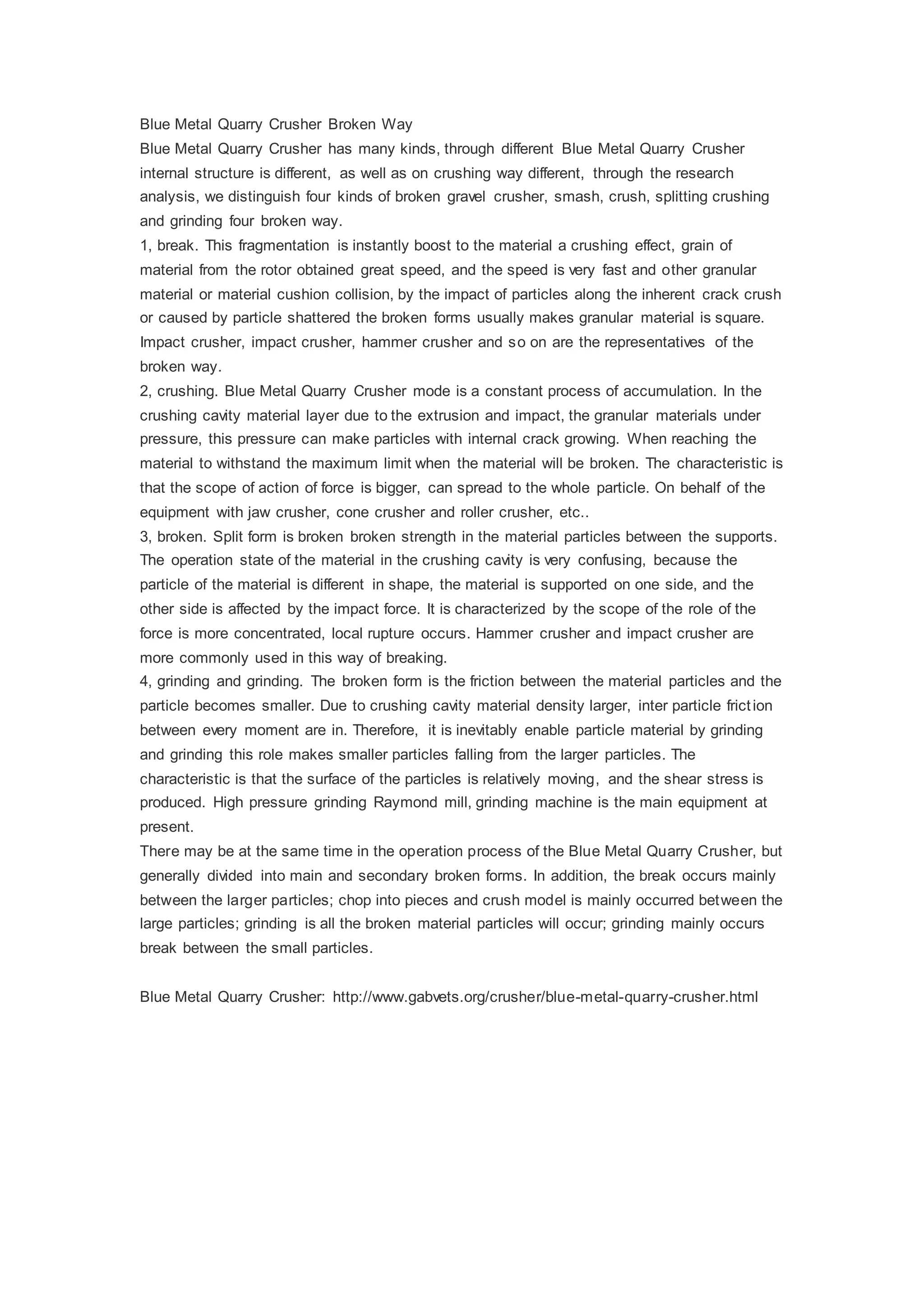 Blue metal quarry crusher broken way PDF