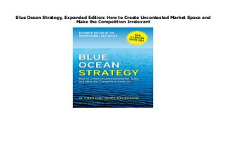 Blue Ocean Strategy, Expanded Edition: How to Create Uncontested Market Space and
Make the Competition Irrelevant
Please Read Notes: Brand New, International Softcover Edition, Printed in black and white pages, minor self wear on the cover or pages, Sale restriction may be printed on the book, but Book name, contents, and author are exactly same as Hardcover Edition. Fast delivery through DHL/FedEx express. LINK https://penikmatmhekkhi.blogspot.ru/?book=1625274491
 