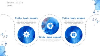 感谢您下载包图网平台上提供的PPT作品，为了您和包图网以及原创作者的利益，请勿复制、传播、销售，否则将承担法律责任！包图网将对作品进行维权，按照传播下载次数进行十倍的索取赔偿！
ibaotu.com
This part of the content is displayed as a
placeholder for text layout (themed font
is recommended)
Title text preset
This part of the content is
displayed as a placeholder for
text layout (themed font is
recommended)
Title text preset
This part of the content is
displayed as a placeholder for
text layout (themed font is
recommended)
Title text preset
Enter title
text
 