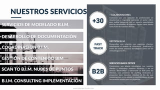 NUESTROS SERVICIOS
+30
+ COLABORADORES.
Contamos con una variedad de profesionales en
Arquitectura e Ingeniería cubriendo el sector A.E.C.
para realizar proyectos con un soporte especializado
para las necesidades de nuestros clientes tanto dentro
como fuera de nuestras oficinas.
FAST
TRACK
GESTION B.I.M.
Desarrollar una relación con nuestros clientes,
redefiniendo el modelo de consultoría tradicional a
través de nuevas procesos tecnológicos como son las
metodologías B.I.M. y
B2B
SERVICIOS BACK OFFICE
Construimos una alianza estratégicas con nuestros
clientes y orientamos nuestros esfuerzos a ser un
servicio “Back-Office” y estructurar un B2B para sus
oficinas, con servicios de staffing dedicados a
proyectos para nuestros clientes el fin de que
complementen en su estudio y convirtiéndonos en una
herramienta remota para sus proyectos.
DESARROLLO DE DOCUMENTACIÓN
B.I.M. CONSULTING IMPLEMENTACIÓN
SERVICIOS DE MODELADO B.I.M.
COORDINACION B.I.M.
SCAN TO B.I.M. NUBES DE PUNTOS
GESTIÓN DE CONTENIDO BIM
www.blueaecstudio.com
 