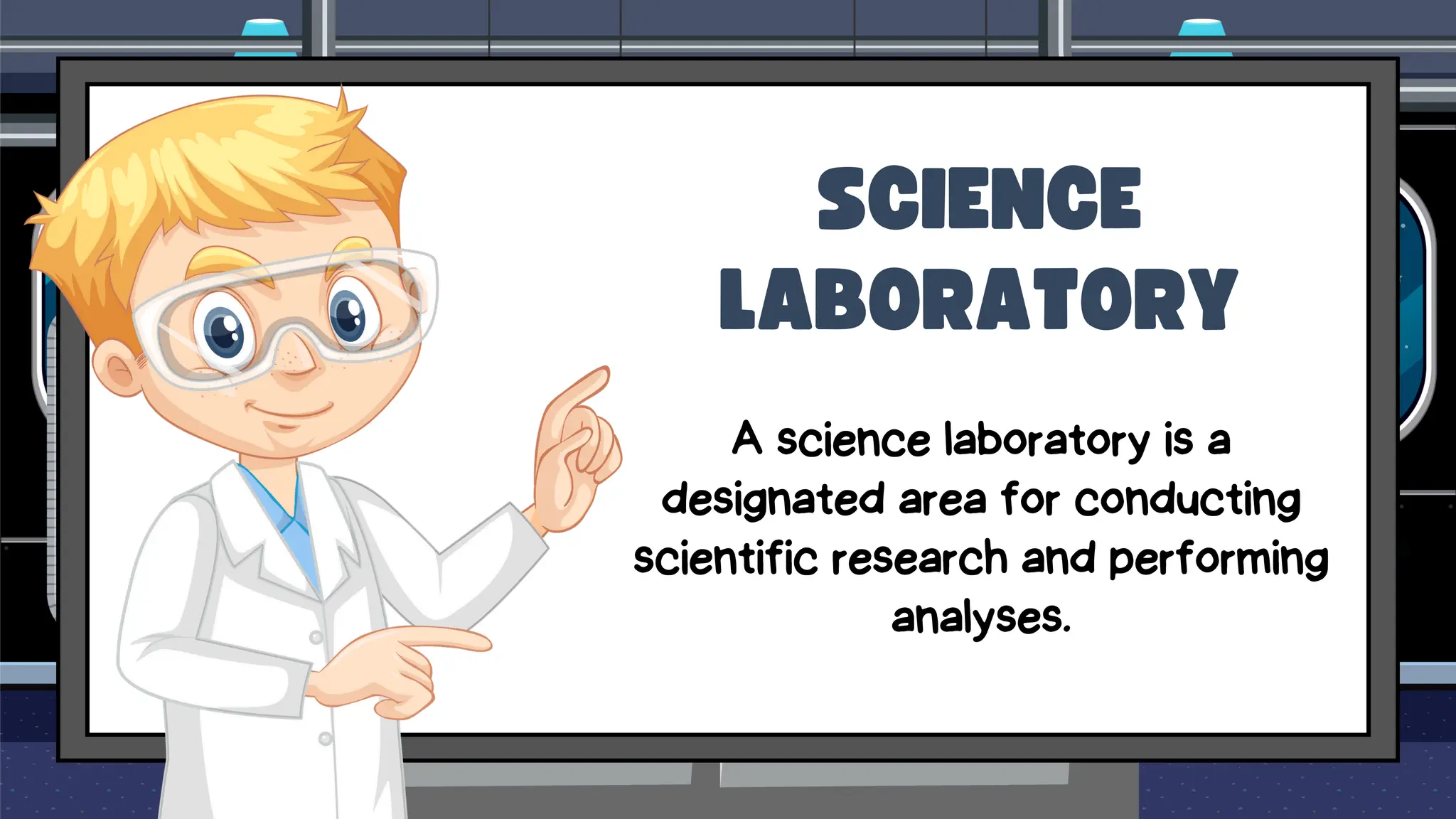 Blue and Black Cute Illustrative Science Laboratory Safety Rules