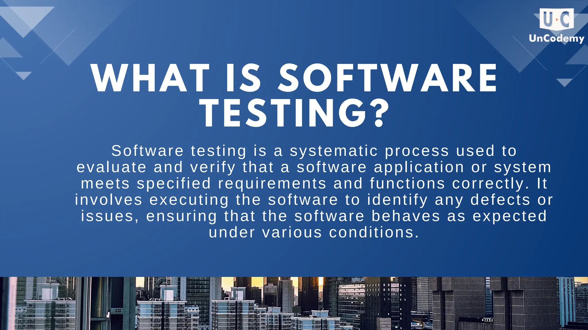 WHAT IS SOFTWARE TESTING? Software testing is a systematic process used to evaluate and verify that a software application or system meets specified requirements and functions correctly. It involves executing the software to identify any defects or issues, ensuring that the software behaves as expected under various conditions. 