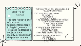 subject pronoun and verb to be, introduction | PPTX