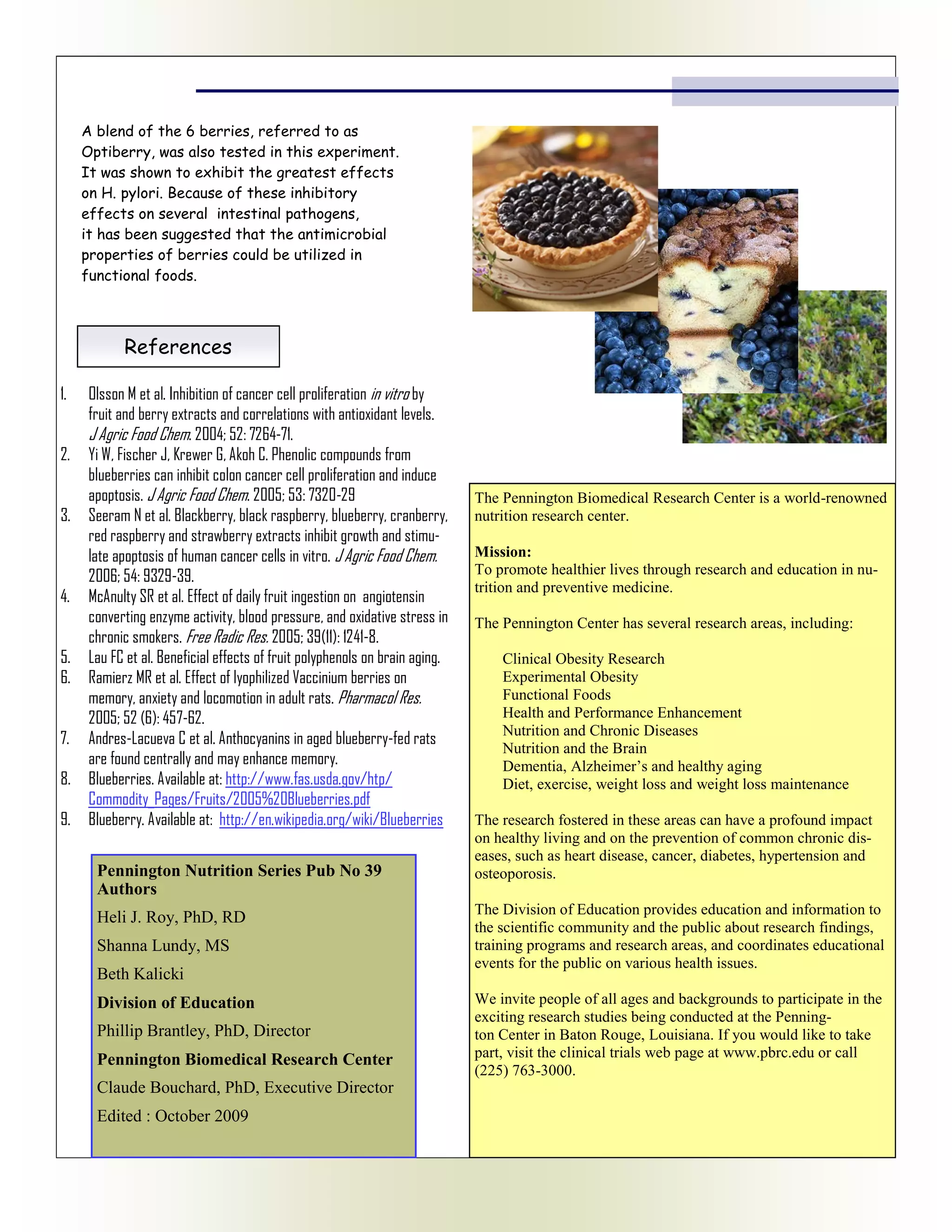 Health benefits of blueberries pdf