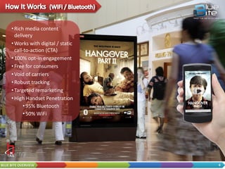 Coasters & Table   Business Cards,    Coffee Sleeves,
              Tents          Tags & Labels    Placards & More




BLUE BITE OVERVIEW                                               4
 