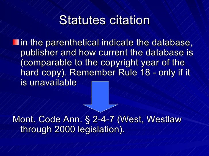 Legal citationBlue book presentation