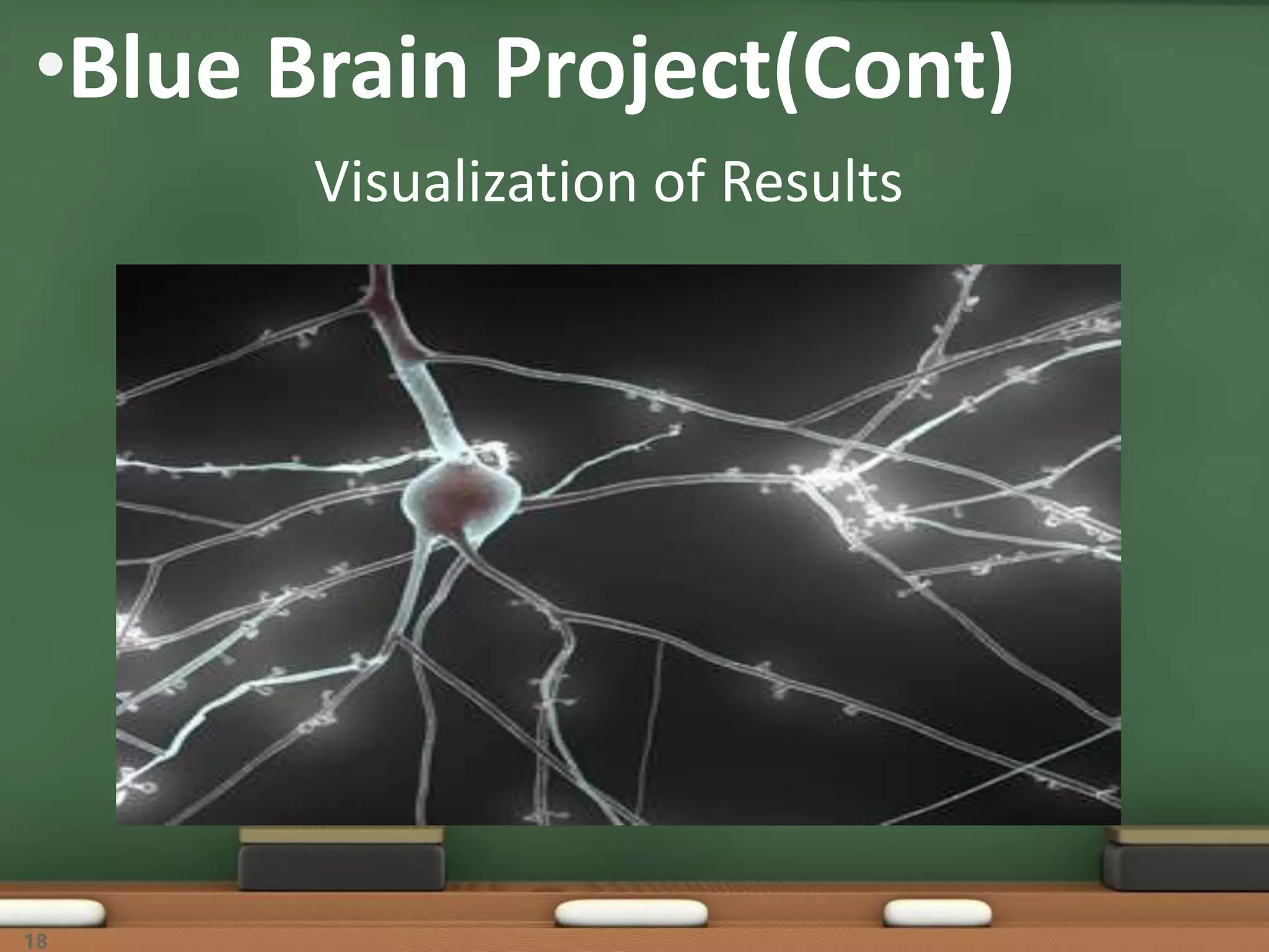 •Blue Brain Project(Cont)
18
Visualization of Results
 