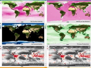 "Supporting Blue Growth with innovative applications based
on EU e-infrastructures”, 14-15 February 2018, Brussels
04-06 Dec.
2017
13
Sea Surface Salinity Salinity at Sea Bottom
Primary ProductionIce Concentration
Precipitations RCP 4.5 Precipitations RCP 8.5
 