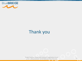 "Supporting Blue Growth with innovative applications based
on EU e-infrastructures”, 14-15 February 2018, Brussels
Thank you
31
 