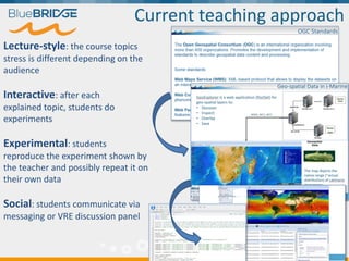 Current teaching approach
Lecture-style: the course topics
stress is different depending on the
audience
Interactive: afte...