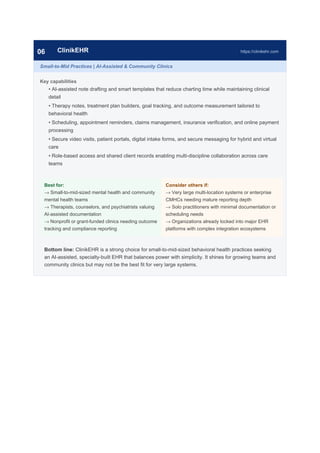Top 8 Mental Health EHR Platforms in 2026: Comprehensive Comparison for ...