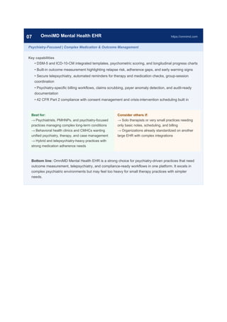 Top 8 Mental Health EHR Platforms in 2026: Comprehensive Comparison for ...