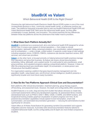 Valant Pra Report.pdf Comparing blueBriX and Valant: Choosing the Best Behavioral Health EHR ...