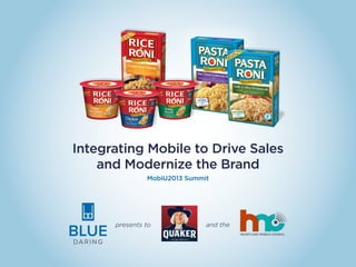 Integrating Mobile to Drive Sales
and Modernize the Brand
MobiU2013 Summit
presents to and the
 