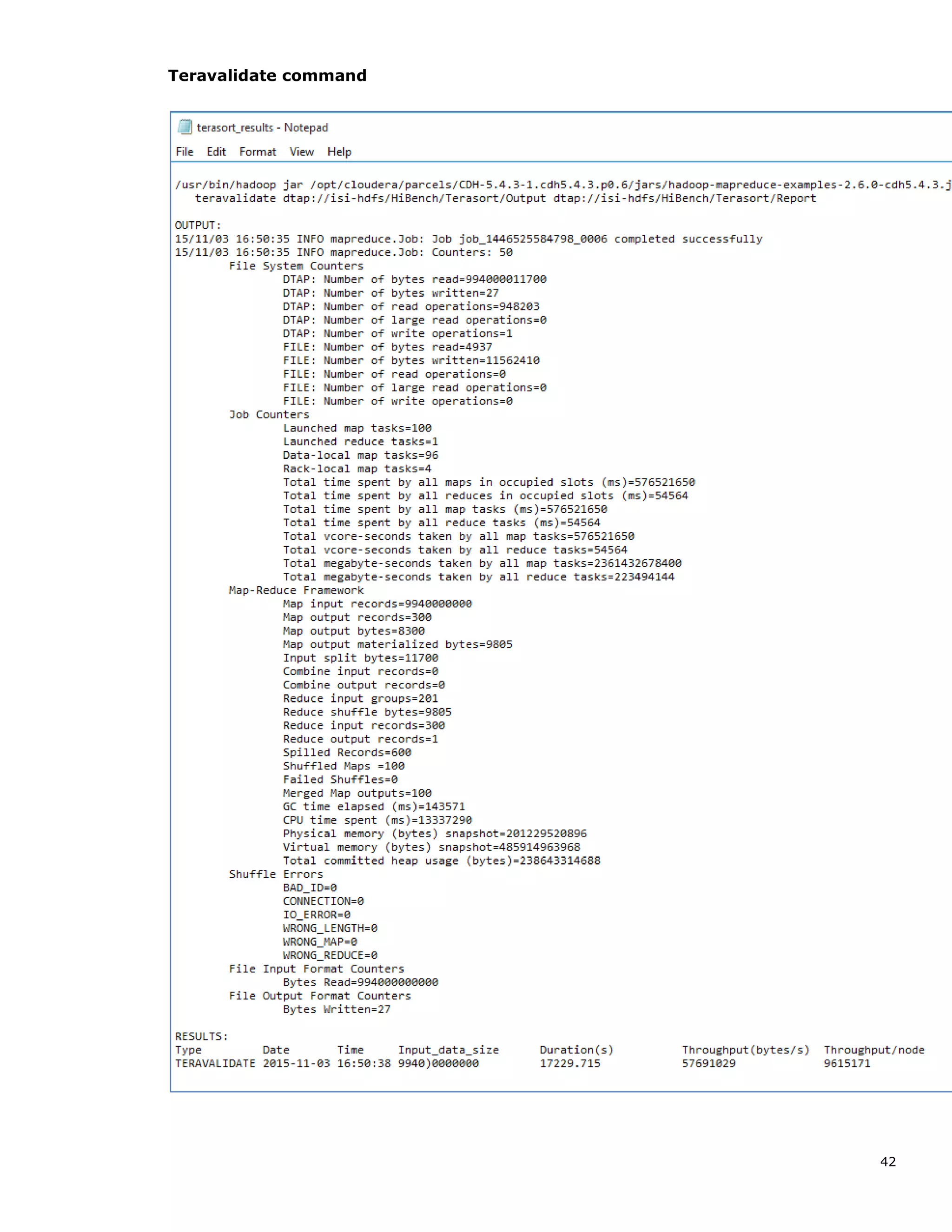 42
Teravalidate command
 