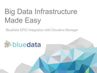 Big Data Infrastructure
Made Easy
BlueData EPIC Integration with Cloudera Manager
 