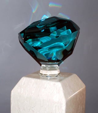 Blue Diamond Glass Sculpture