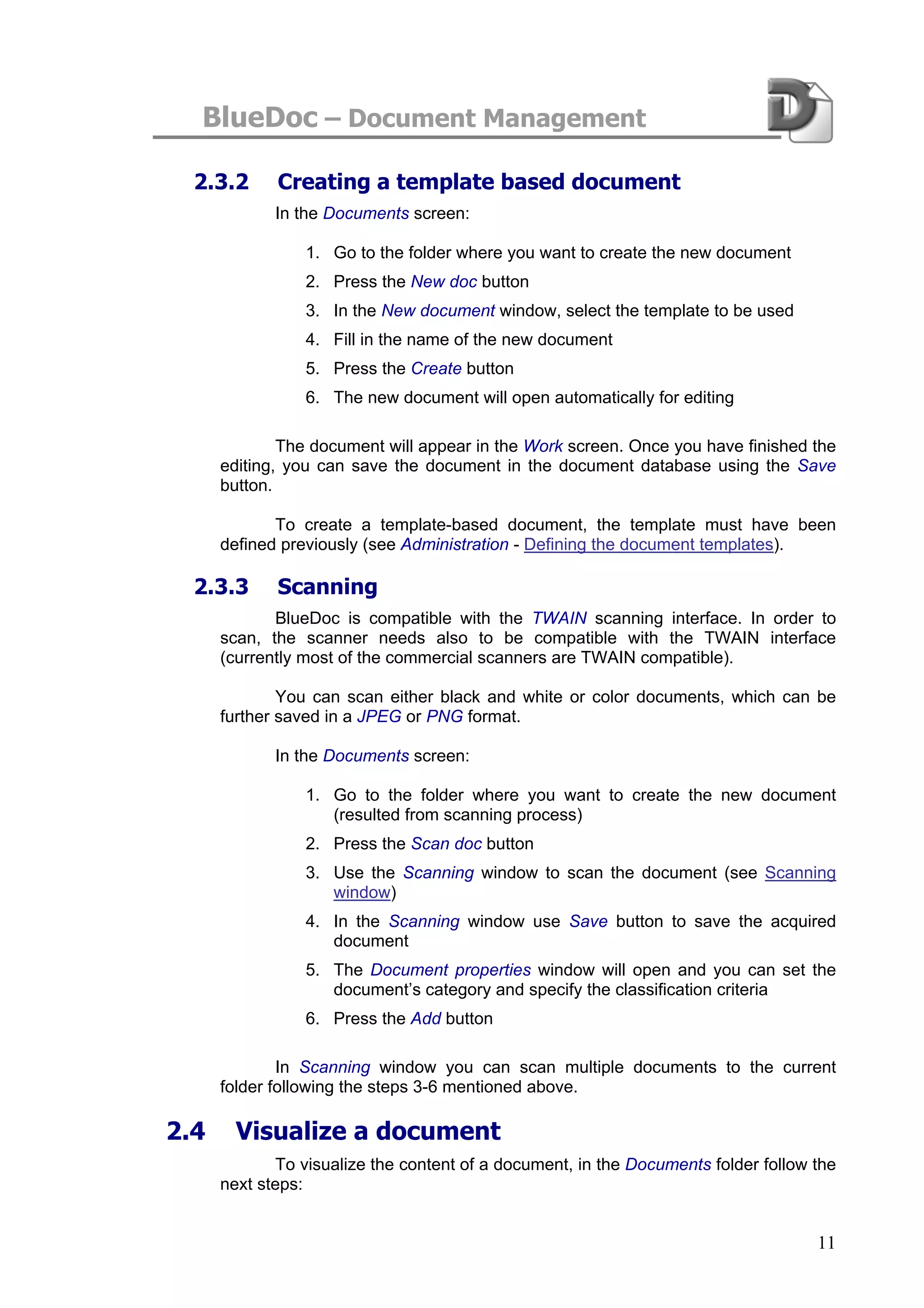 Blue Doc User Manual