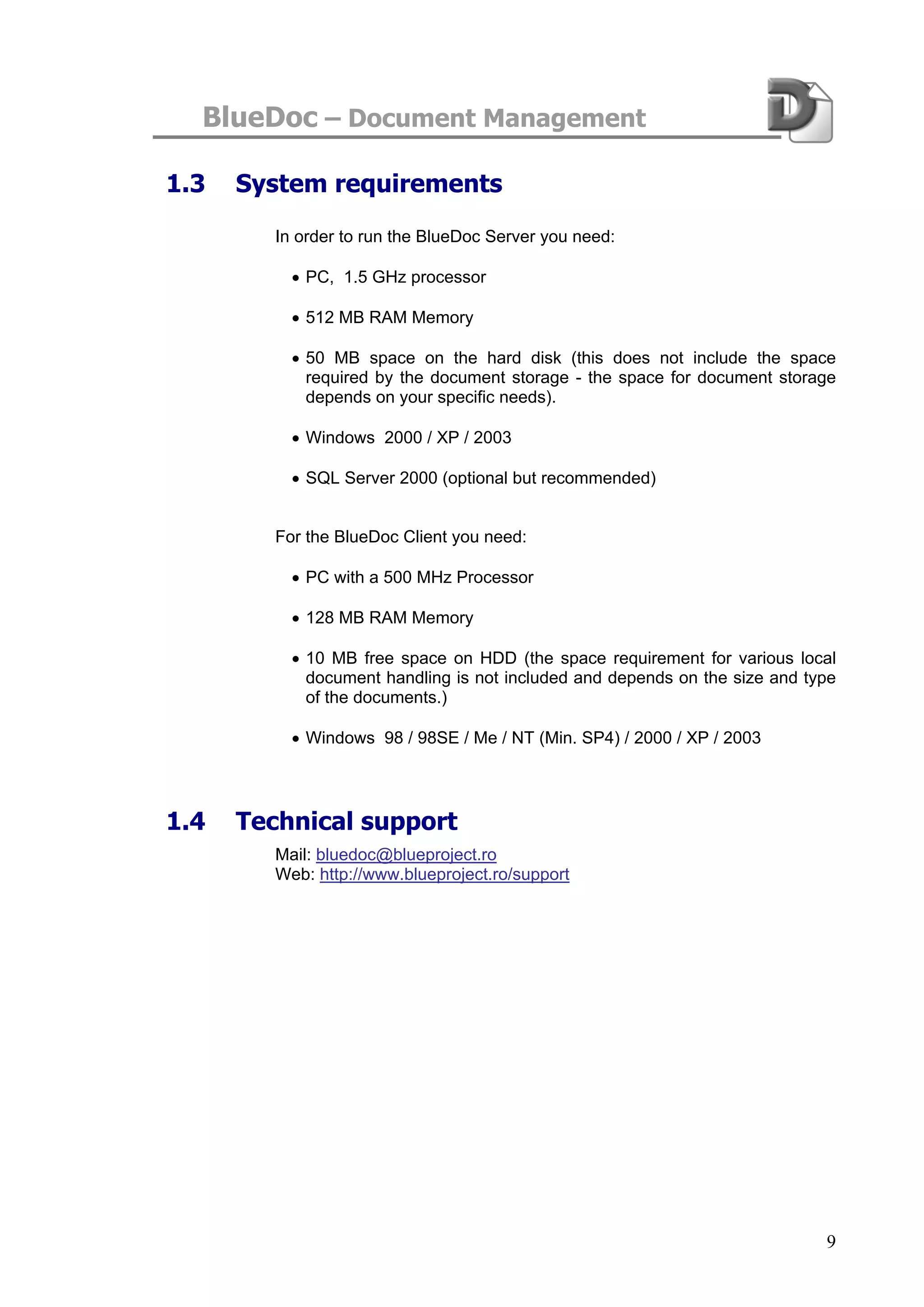 Blue Doc User Manual