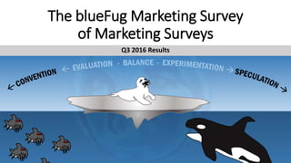 The blueFug Marketing Survey
of Marketing Surveys
Q3 2016 Results
 