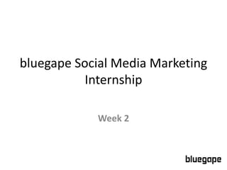 bluegape Social Media Marketing
Internship
Week 2
 