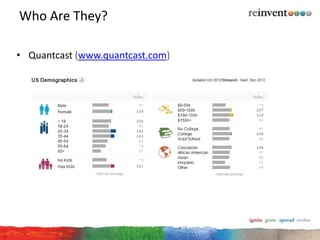 Who Are They?

• Quantcast (www.quantcast.com)
 