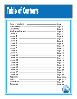 Table of Contents
Table of Contents
Introduction
Case Study
Apply your learning
Lesson 1
Lesson 2
Lesson 3
Lesson 4
Lesson...