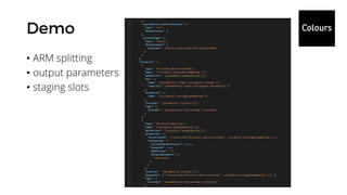 • ARM splitting
• output parameters
• staging slots
 