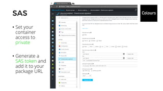 • Set your
container
access to
private
• Generate a
SAS token and
add it to your
package URL
 