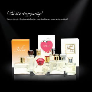 Du bist einzigartig!
Warum benutzt Du dann ein Parfüm, das den Namen eines Anderen trägt?
 