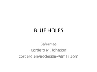 BLUE HOLES
Bahamas
Cordero M. Johnson
(cordero.envirodesign@gmail.com)
 