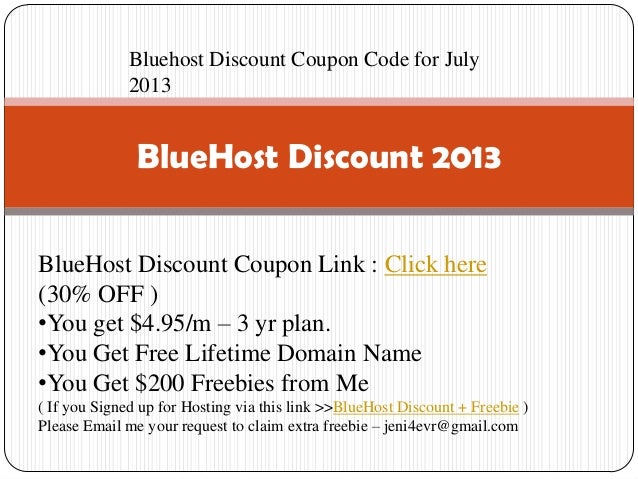Bluehost Discount Coupon For July 2013 Images, Photos, Reviews