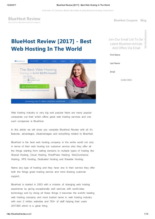 Bluehost Review 2018 Best Web Hosting In The World Images, Photos, Reviews