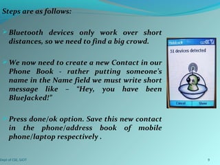 Bluejacking ppt | PPT